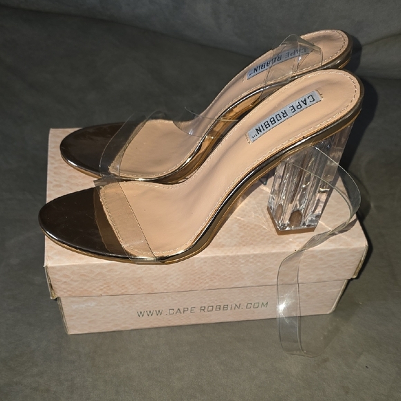Cape Robbin Gold Heels with Transparent Strap - Picture 5 of 5